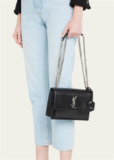 Saint Laurent Sunset Medium YSL Crossbody Bag in Patent Leather